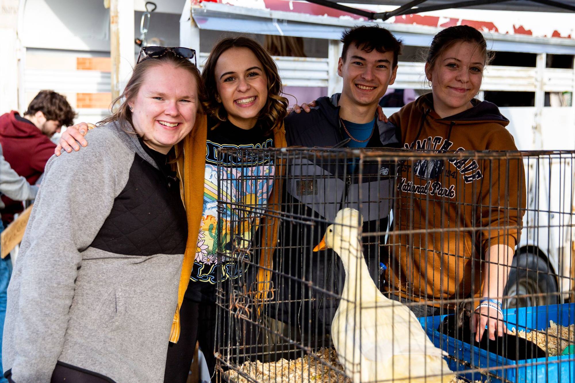 Group photo with a chicken